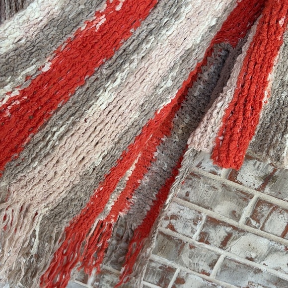 Free People Desert Daze Orange and Cream Chunky Knit Cardigan - Picture 6 of 13